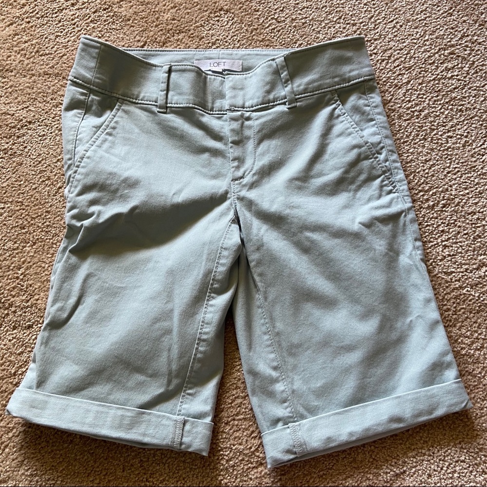 LOFT Slate Blue Grey Bermuda Khaki Shorts NEW